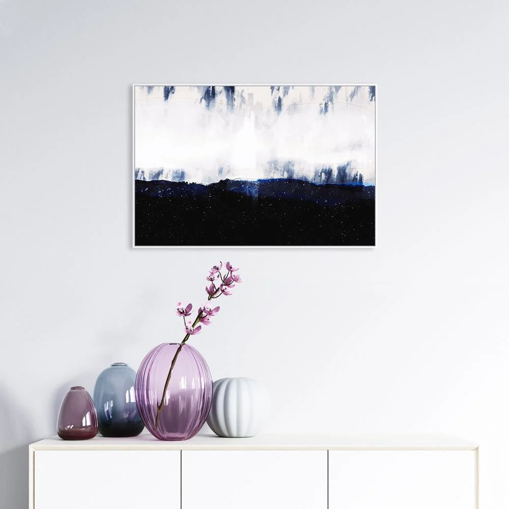 Dark Blue Dawn, Abstract Landscape, Hand-Painted Canvas - Image 3