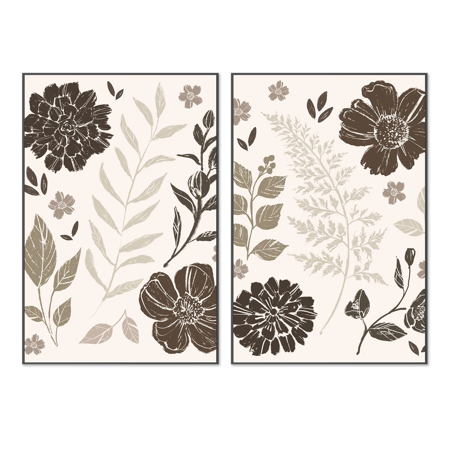 Flower Feast, Brown v2, Style A & B, Set Of 2 - Image 3