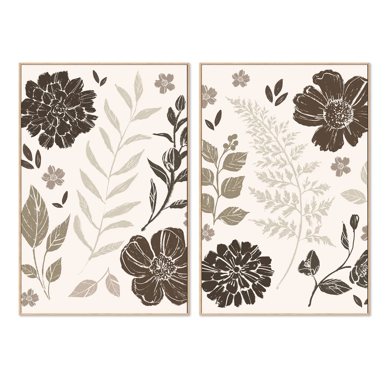 Flower Feast, Brown v2, Style A & B, Set Of 2 - Image 4