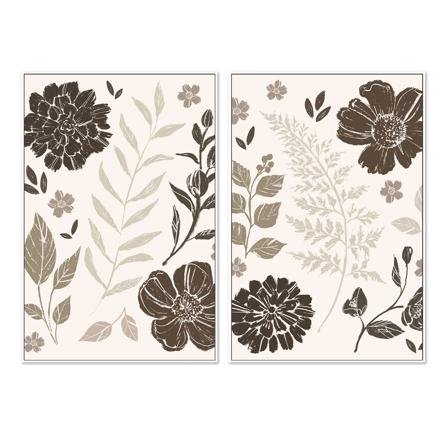 Flower Feast, Brown v2, Style A & B, Set Of 2 - Image 5