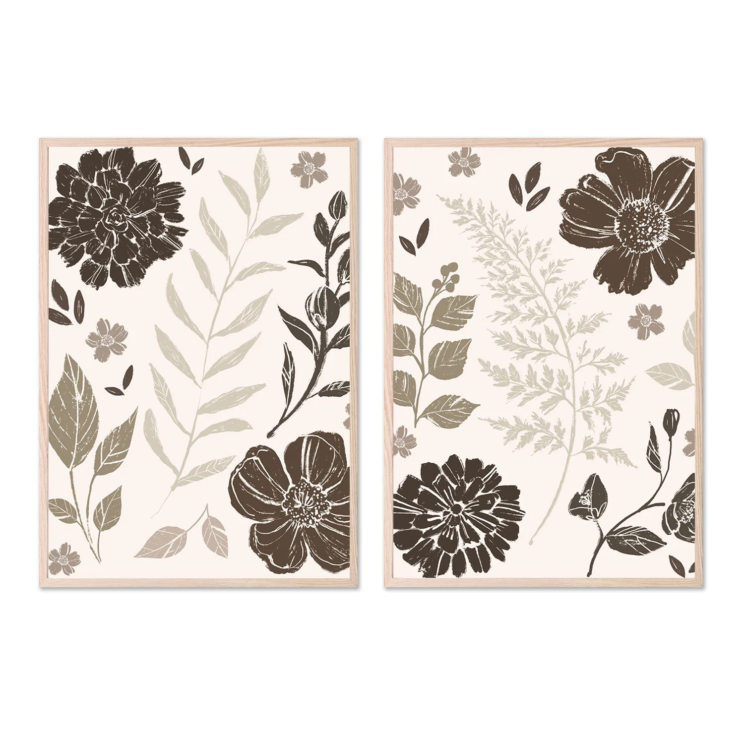 Flower Feast, Brown v2, Style A & B, Set Of 2 - Image 6