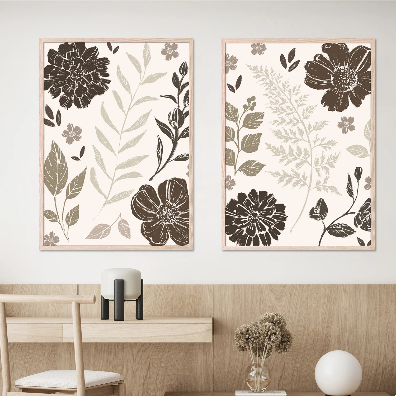 Flower Feast, Brown v2, Style A & B, Set Of 2 - Image 7
