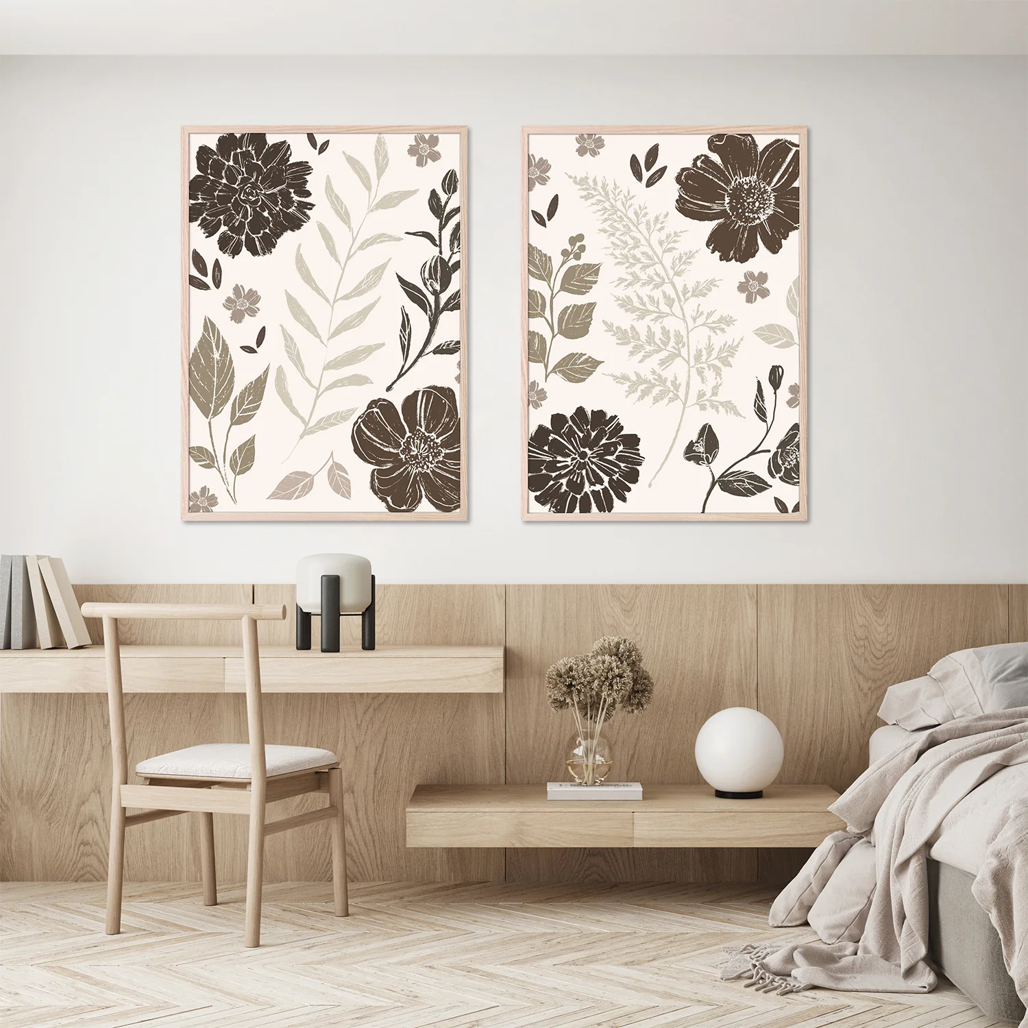 Flower Feast, Brown v2, Style A & B, Set Of 2 - Image 8