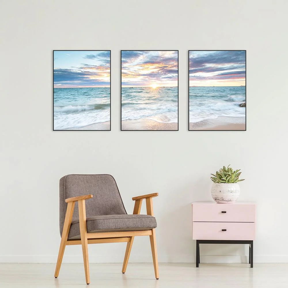 Sunrise By The Ocean, Ocean And Beach Landscape, Set Of 3 - Image 5
