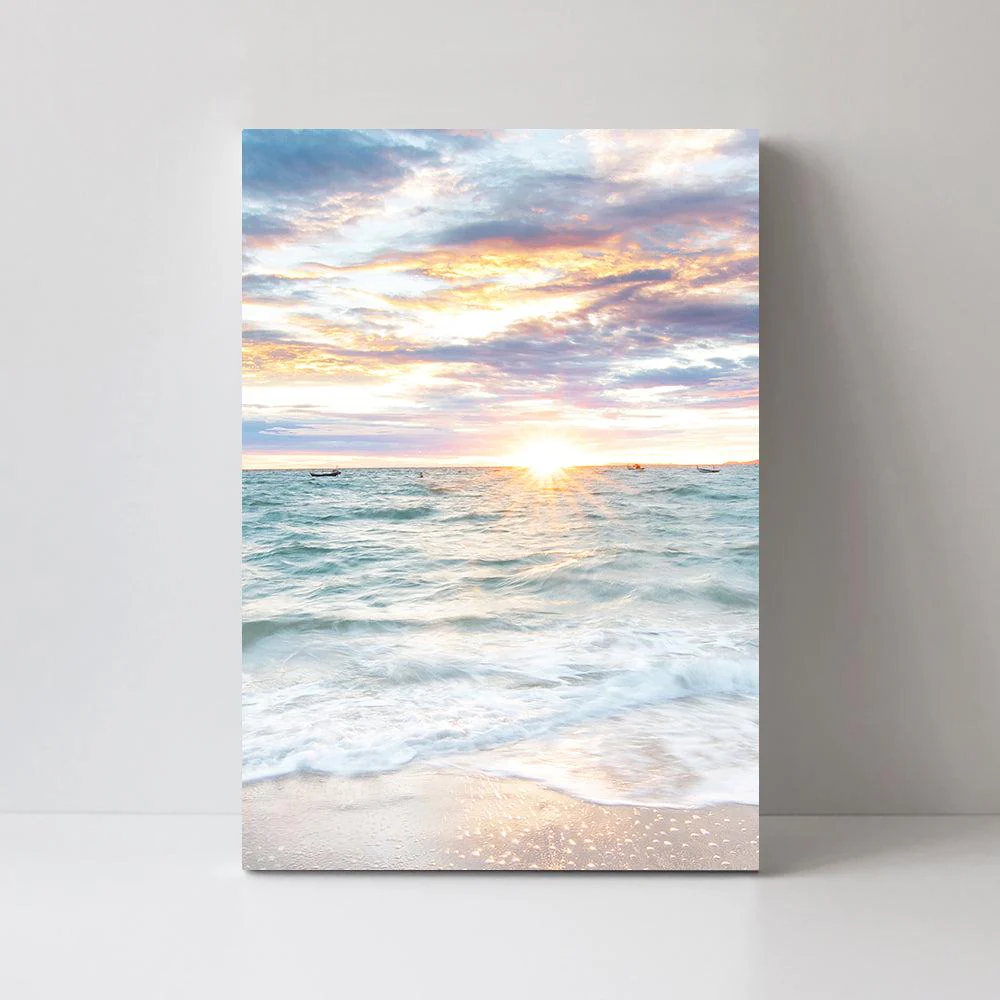 Sunrise By The Ocean, Ocean And Beach Landscape, Set Of 3 - Image 7