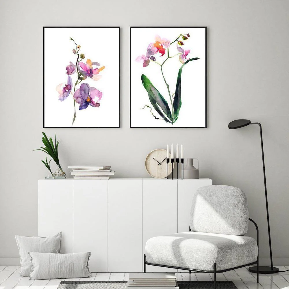 Orchid Painting, Watercolour Style, Set Of 2 - Image 6