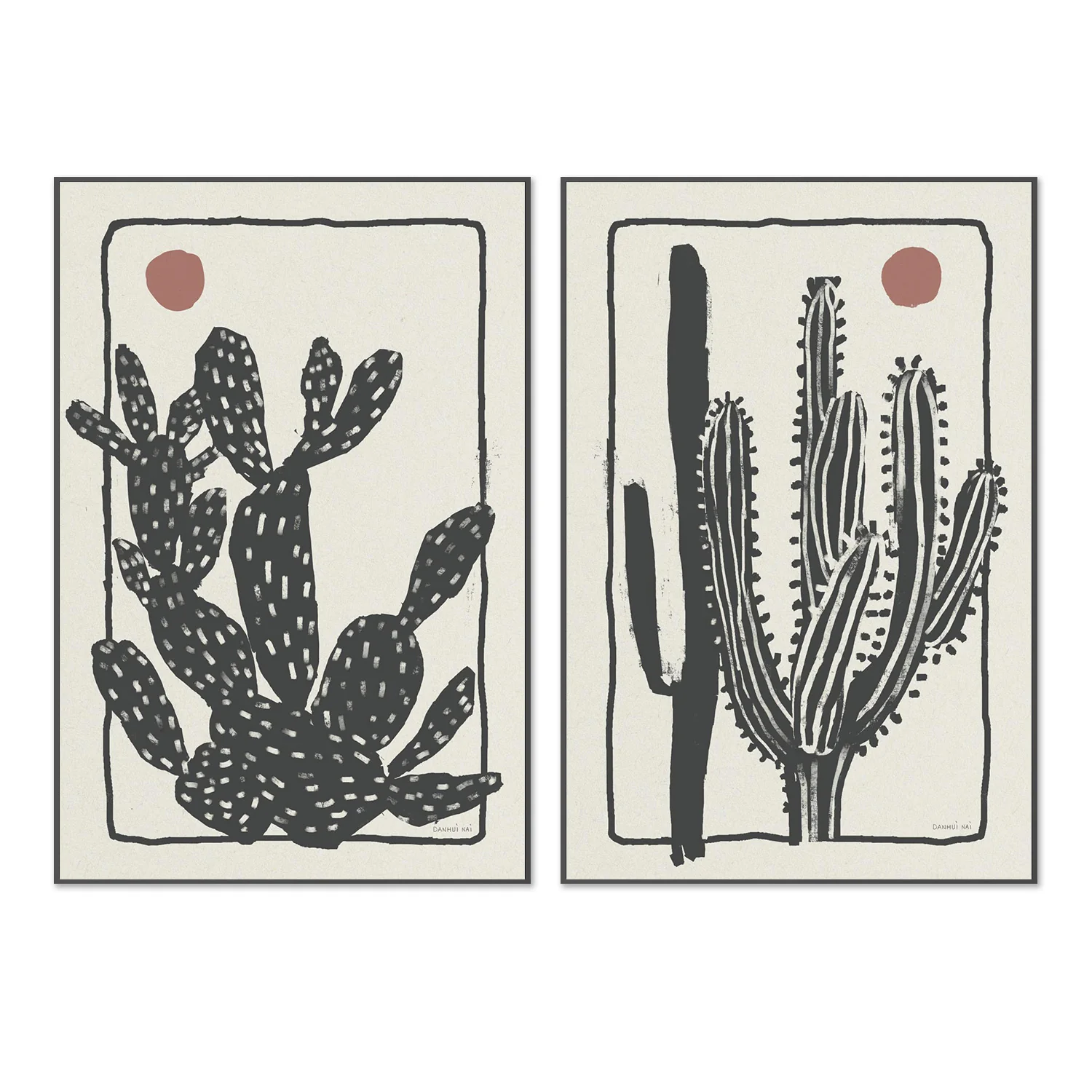 Woodcut Cactus, Style A & B, Set Of 2 - Image 3