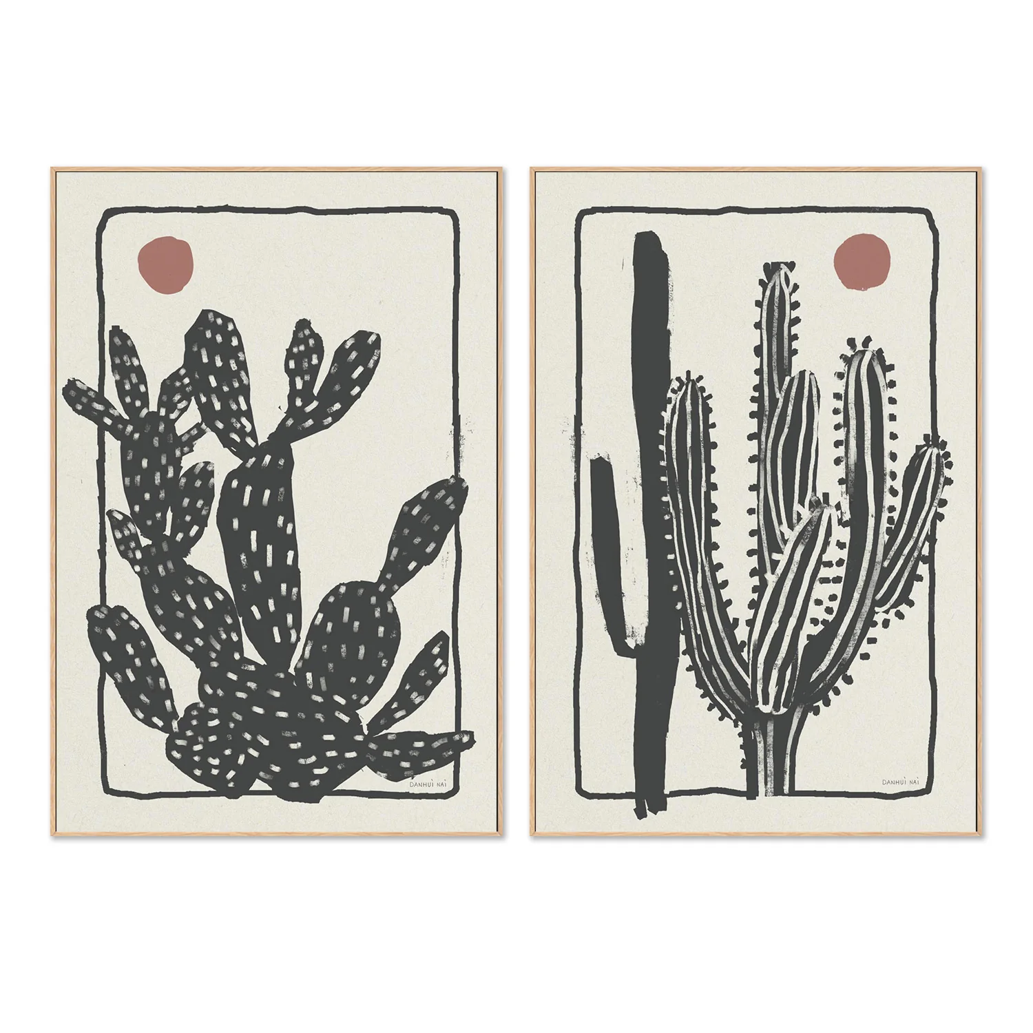 Woodcut Cactus, Style A & B, Set Of 2 - Image 4